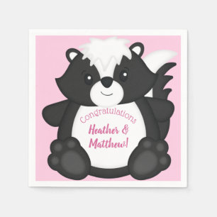 Skunk Baby Shower Pink Napkin