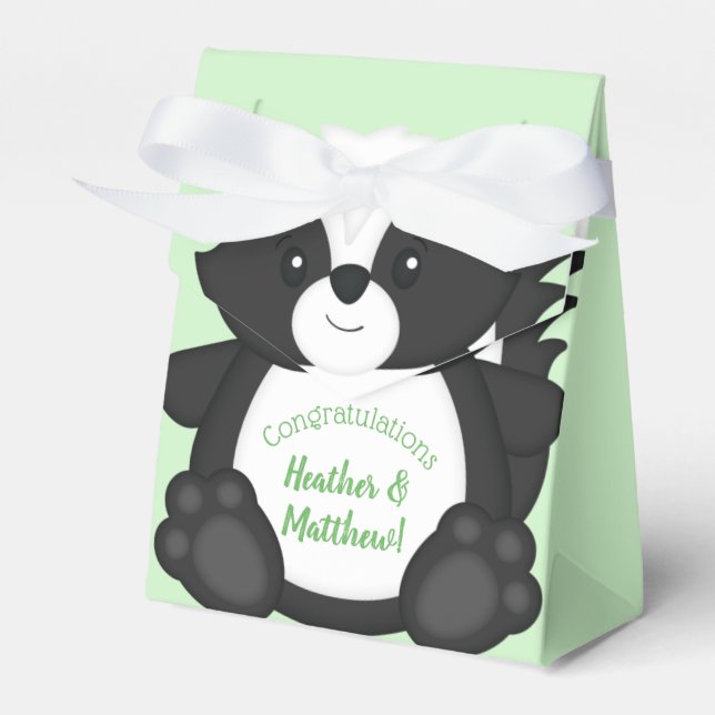 Skunk Baby Shower Woodland Animals Favour Box (Front Side)