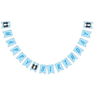 Skunk Birthday Party Blue Bunting