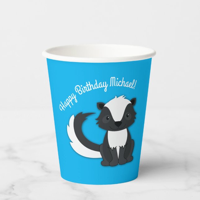 Skunk Birthday Party Paper Cups (Front)