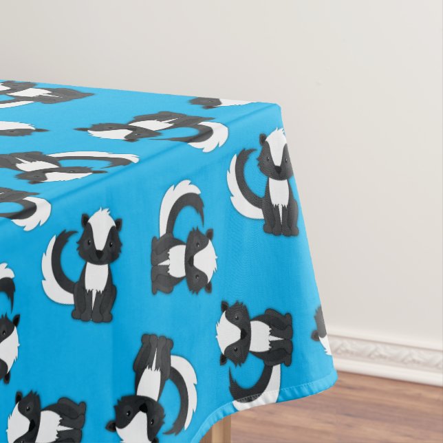 Skunk Birthday Party Tablecloth (In Situ)