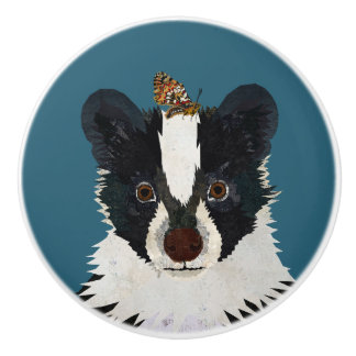 SKUNK & BUTTERFLY CERAMIC KNOB