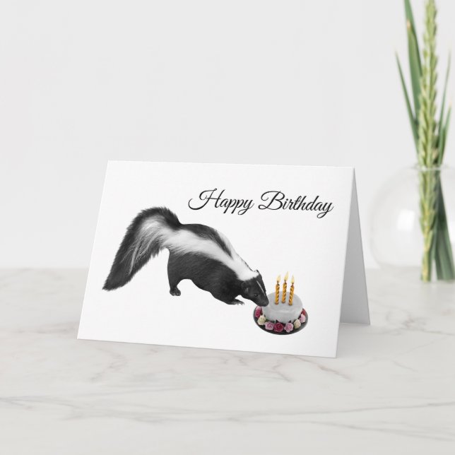 Skunk Cake Birthday Card (Front)