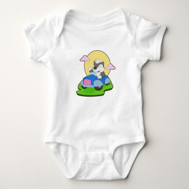 Skunk Car Baby Bodysuit (Front)