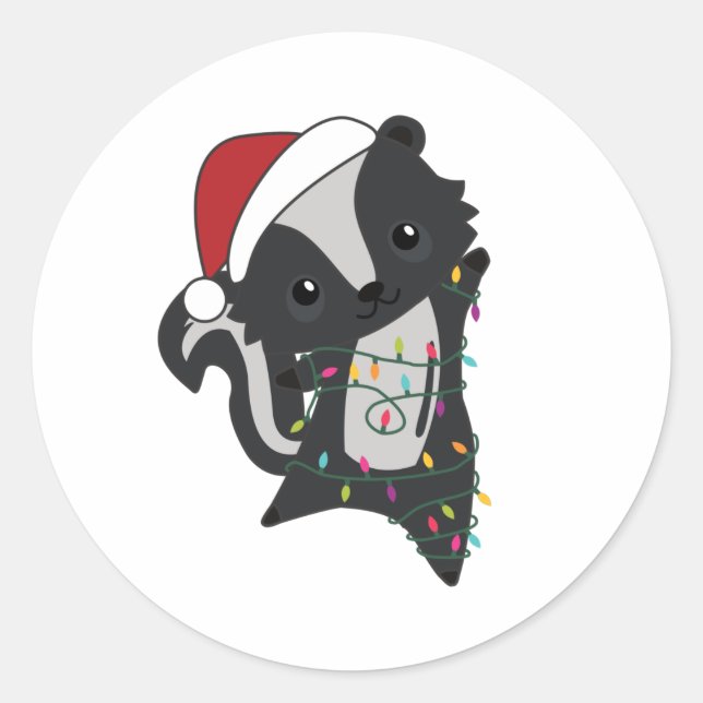 Skunk Christmas Skunks Winter Animals Classic Round Sticker (Front)