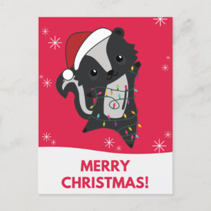 Skunk Christmas Skunks Winter Animals Holiday Post Postcard