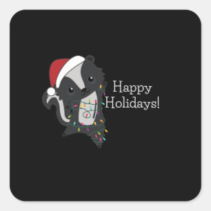 Skunk Christmas Skunks Winter Animals Square Sticker