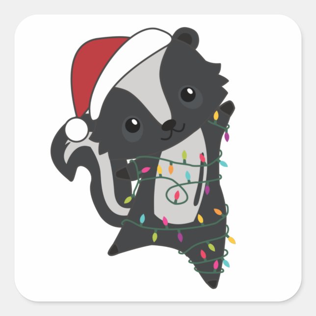 Skunk Christmas Skunks Winter Animals Square Sticker (Front)