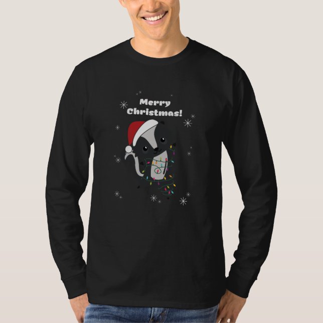 Skunk Christmas Skunks Winter Animals T-Shirt (Front)