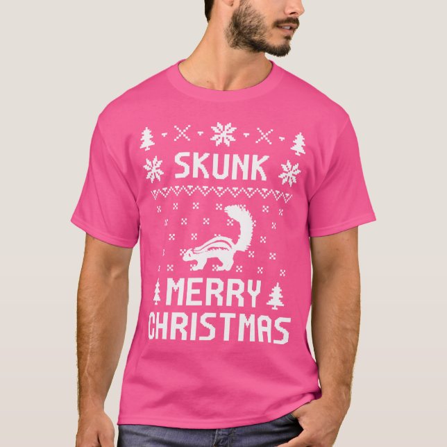 Skunk Christmas Ugly Christmas T-Shirt (Front)