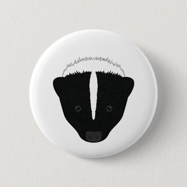 Skunk Face 6 Cm Round Badge (Front)