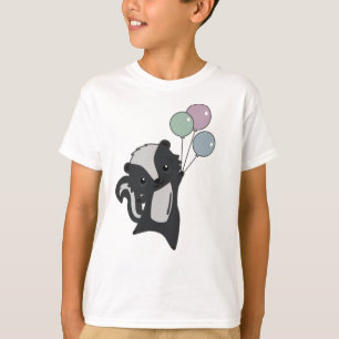 Skunk Flies Up With Colourful Balloons T-Shirt