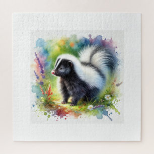 Skunk in Light and Color 020924AREF113 - Watercolo Jigsaw Puzzle