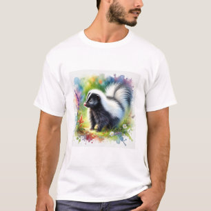 Skunk in Light and Color 020924AREF113 - Watercolo T-Shirt