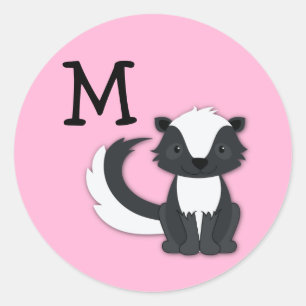 Skunk Kid Cute Monogram Envelope Seal Sticker