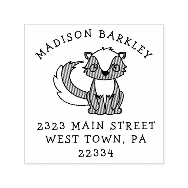 Skunk Kid Cute Return Address Stamp (Design)