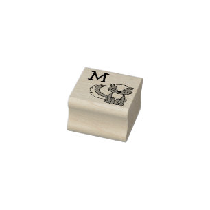 Skunk Kid Cute Woodland Animal Monogram Initial Rubber Stamp