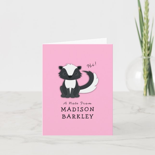 Skunk Kid Cute Woodland Animal Stationary Cards (Front)