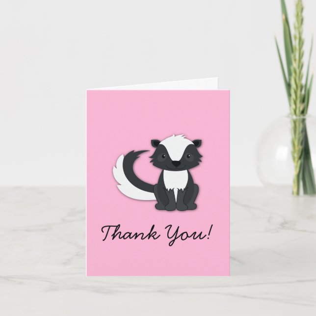 Skunk Kid Cute Woodland Thank You Stationary Note Card (Front)