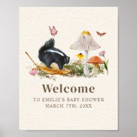 Skunk Little Stinker Girl Baby Shower Floral