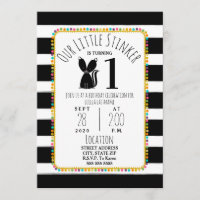 Skunk Little Stinker Pompom Stripes Birthday Party