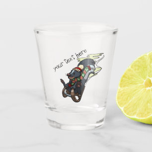 Skunk On A Sled Smelly Christmas Sledging Cartoon Shot Glass
