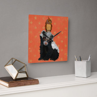 SKUNK & OWL SQUARE WALL CLOCK
