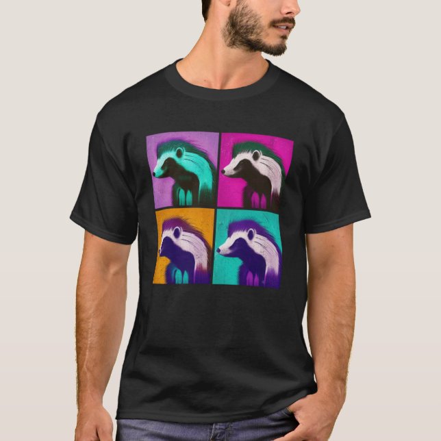 Skunk Pop Illustration Colourful Animal Women Men T-Shirt (Front)