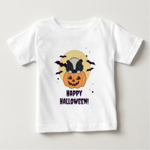 Skunk Pumpkin Cute Skunks Happy Halloween Baby T-Shirt