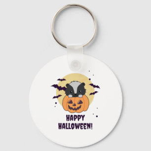 Skunk Pumpkin Cute Skunks Happy Halloween Key Ring