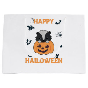 Skunk Pumpkin Cute Skunks Happy Halloween Large Gift Bag