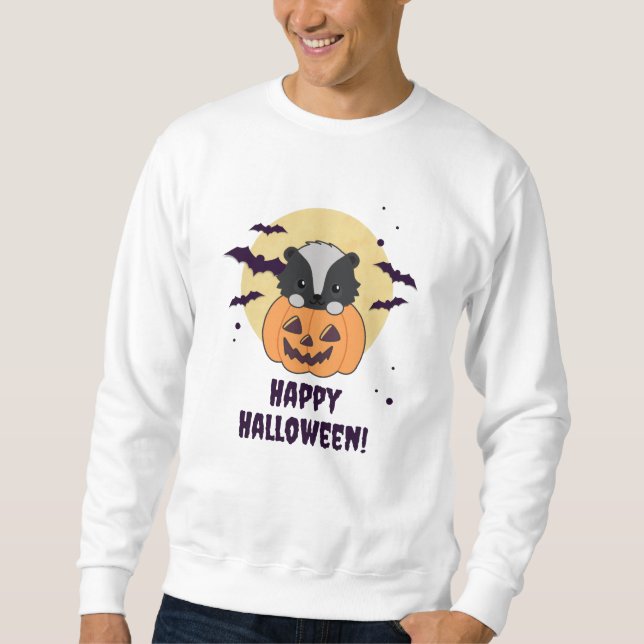 Skunk Pumpkin Cute Skunks Happy Halloween Sweatshirt (Front)