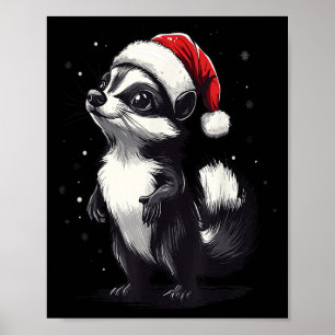 Skunk Santa Hat Funny Xmas Skunk Lovers Christmas  Poster