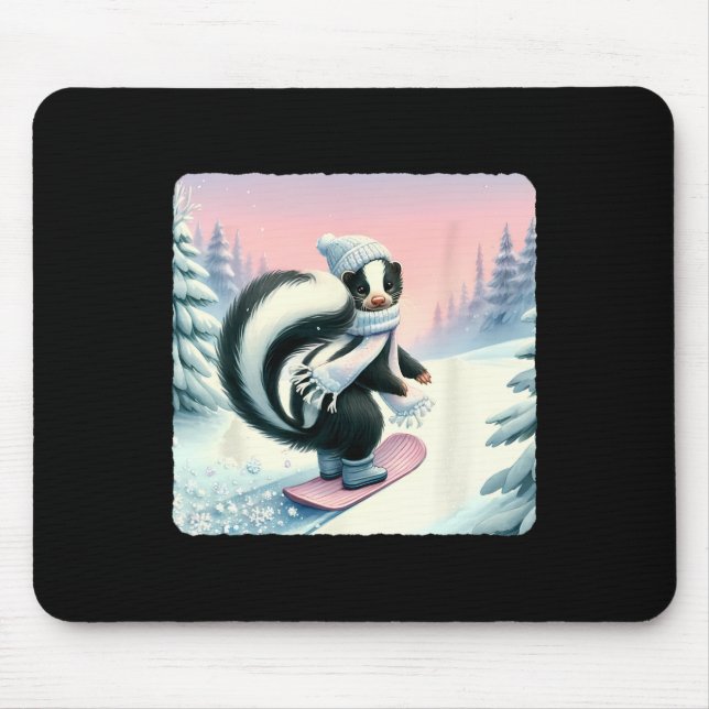 Skunk Snowboarding. Snowboard Snowboarder Cap Scar Mouse Pad (Front)