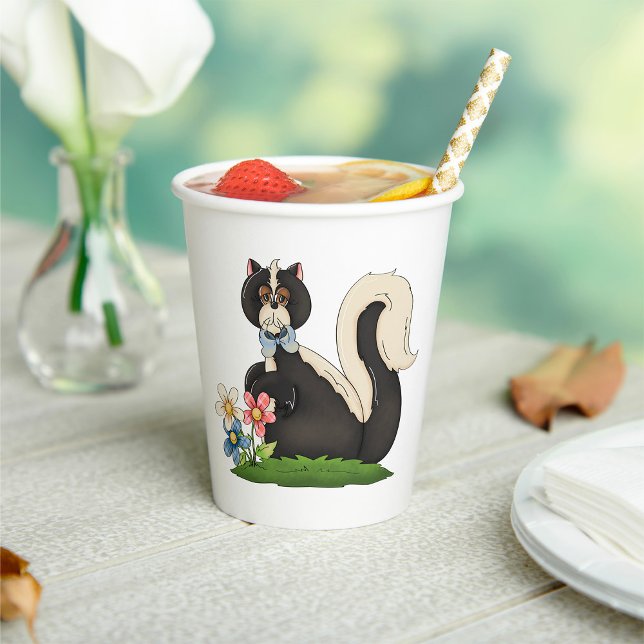 Skunk With Flowers Paper Cups (Creator Uploaded)