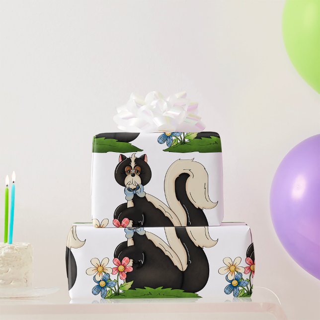 Skunk With Flowers Wrapping Paper (Creator Uploaded)
