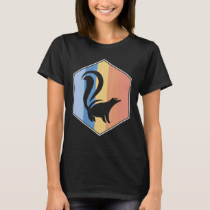Skunk With Retro Colours In A Hexagon T-Shirt