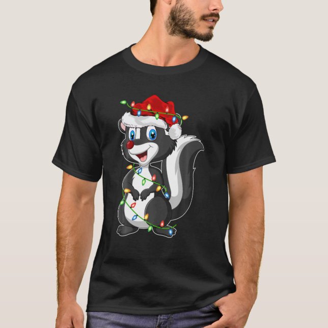 Skunks Animal Lover Xmas Santa Hat Skunks Christma T-Shirt (Front)
