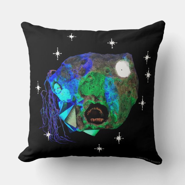 Skwot Above Master Asteroidhead with Stars Alien Cushion (Front)