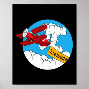 Sky Aeroplane Funny Maths Nerd Birthday Gift Pi Da Poster