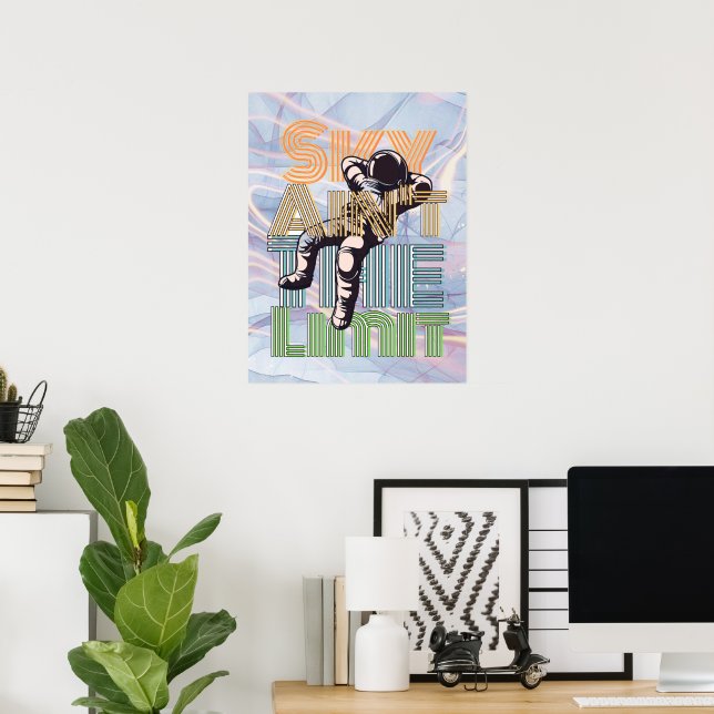 Sky ain't the limit | space vintage quote poster (Home Office)