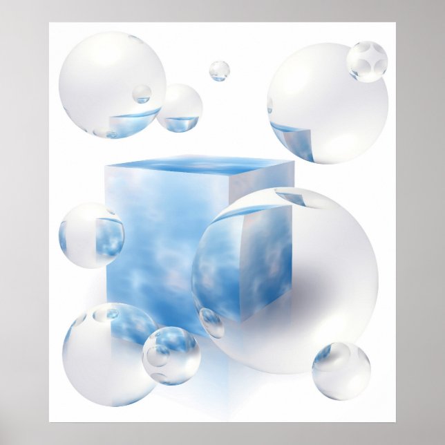 sky and clouds reflecting in the air bubbles poster (Front)