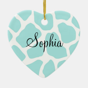 Sky and White Giraffe Print Ceramic Tree Decoration