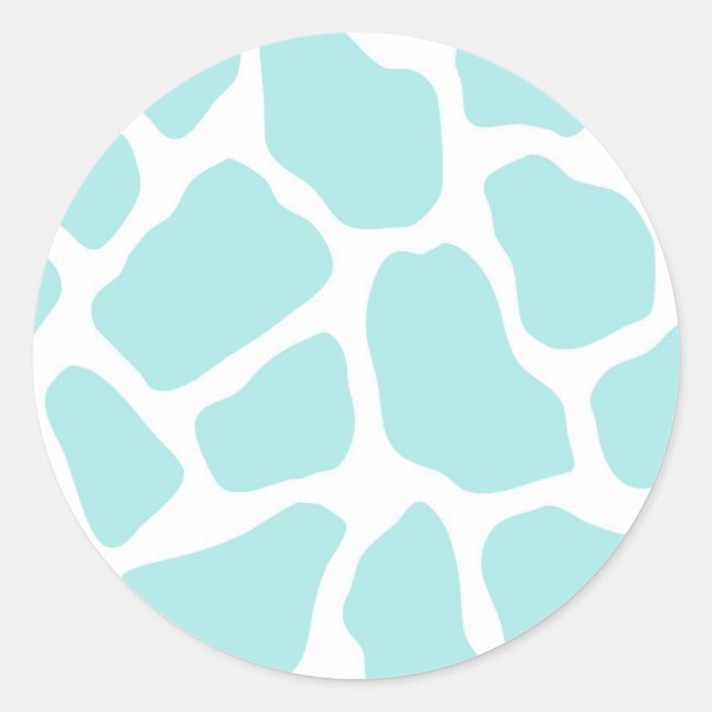 Sky and White Giraffe Print Classic Round Sticker (Front)