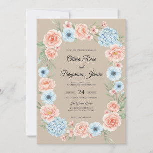 Sky Apricot Anemone Wedding Invitation