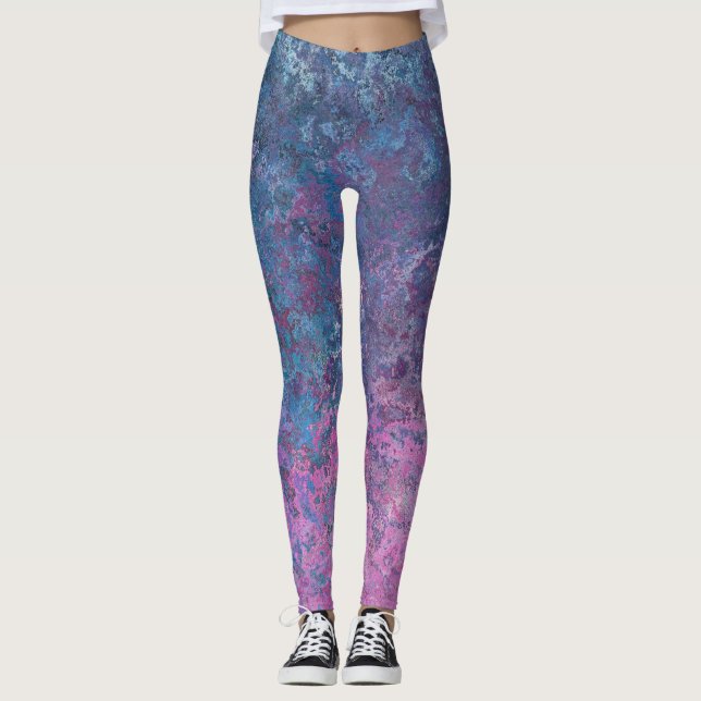 Sky at Dusk Alcohol Ink Abstract Leggings (Front)