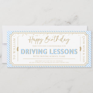 Sky Birthday Driving Lessons Gift Voucher Card