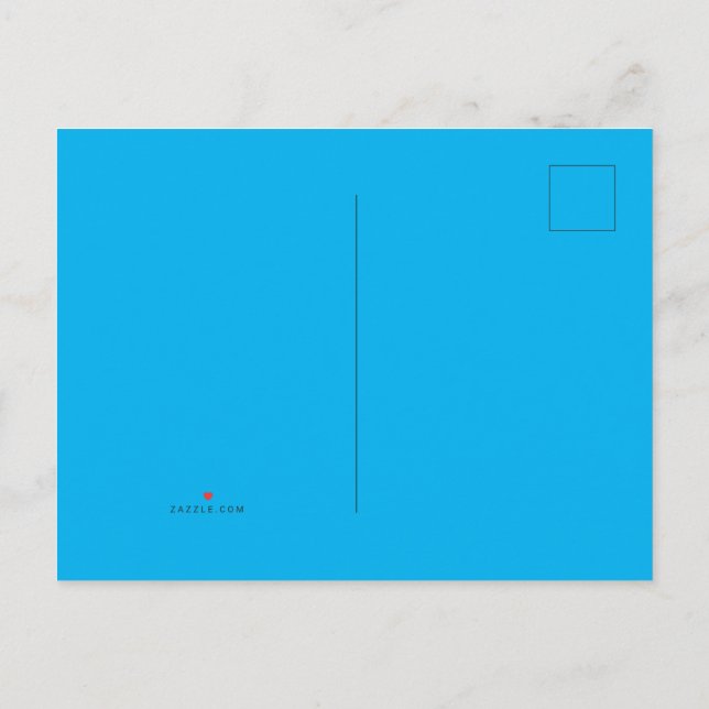 Sky Blue #00B0EF, Ball Blue Announcement Postcard (Back)