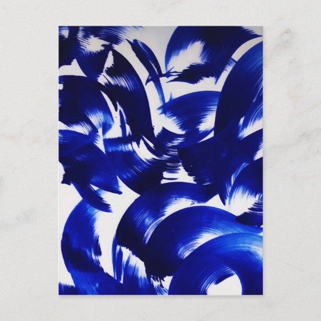 Sky Blue Abstract Light Brush Strokes Paint Art Postcard (Front)