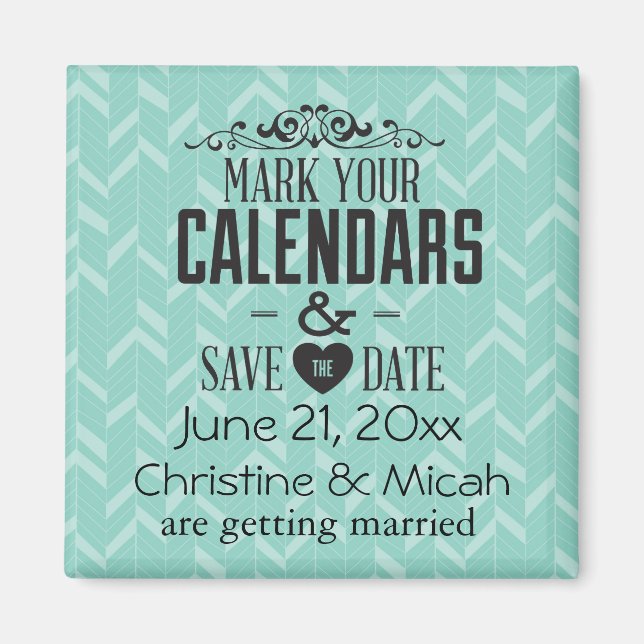 Sky Blue Abstract Save the Date Magnet (Front)
